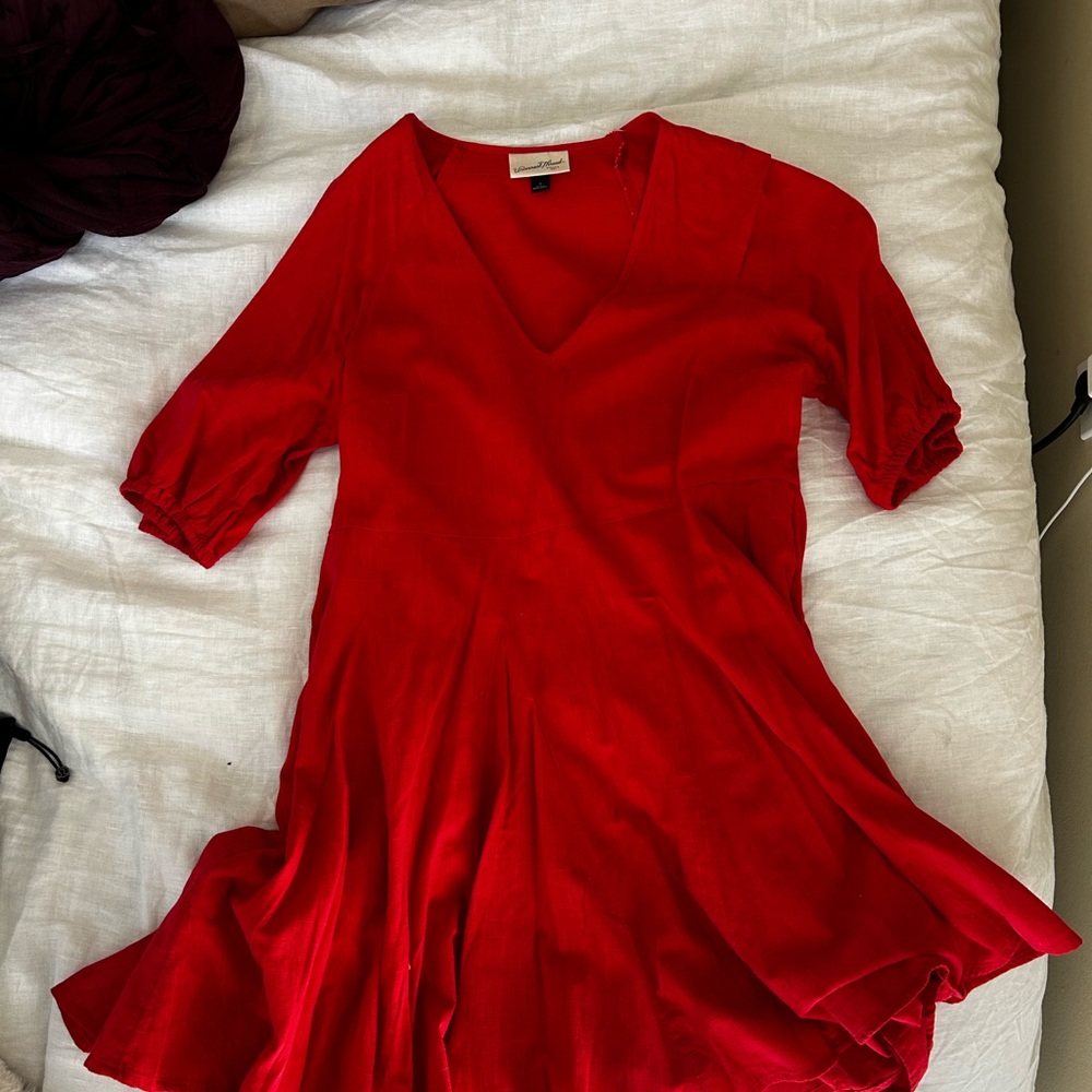 Universal Thread Red V-Neck Mini Swing Dress